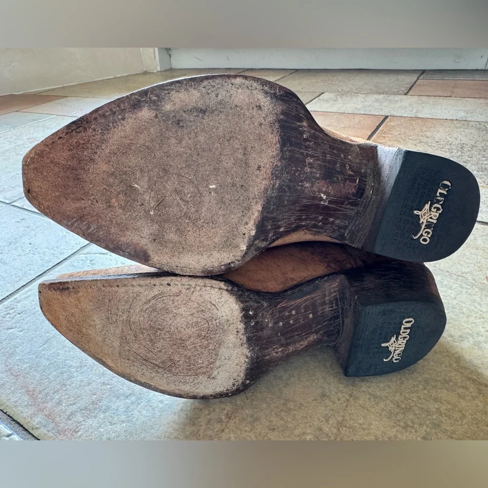 Old Gringo Brown Ocre Leopardito Western Snip Toe Cowgirl Boots For Women’s 7.5B - Picture 6 of 10